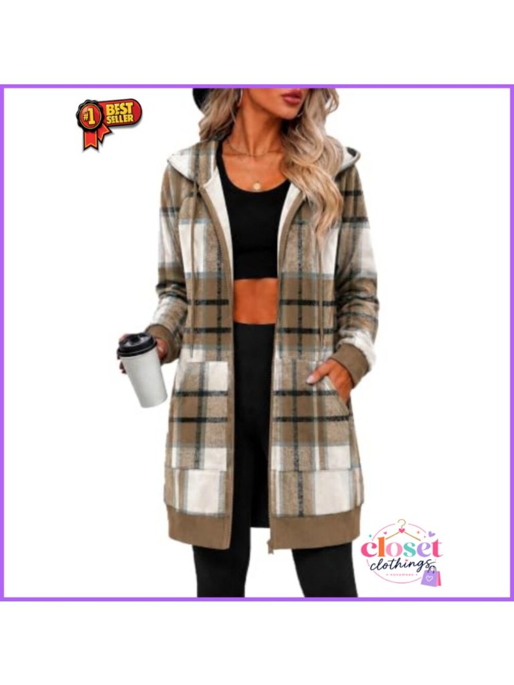 Womens Fleece Zip Up Hoodie Oversized Long Tunic Sweatshirt